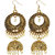 JewelMaze White Beads Antique Gold Plated Jhumki Earrings-1313509