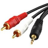 TECHON TV-out Cable 5 meter Stereo AUX 3.5mm male Jack to 2 Male Speaker Amplifier Connect RCA Audio Video Cable (Black)