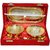 SAtya Vipal Handmade Golden 2 Brass Bowl Spoon 1 Tray Set
