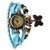 Unique Designer Vintage Leather Pink And Sky Blue Butterfly Bracelet Watch For Girls And Women 6 month waranty