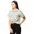 Women's Multicolored Round Neck Short Sleeve Printed High Low Buttoned Knotted Crop Shirt