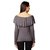 Women's Grey Round Neck Full Sleeves Solid Ruffled Top