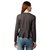 Miss Chase Women's Grey Round Neck Full Sleeves Solid Panelled Peplum Jacket