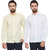 Doora Men's White  Yellow Regular Fit Casual Shirt Pack Of 2
