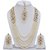 Lucky Jewellery Designer White Color Layered Pearl Partywear Necklace Set For Girls  Women