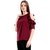 American Sia  Casual 3/4th Sleeve Solid Women's Maroon Top