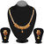 JewelMaze Gold Plated Maroon Stone Coin Necklace Set-2105801