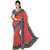 Ashika Red Cotton Ethnic Saree for Women with Blouse Piece