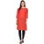 Drapes Red Solid Cotton Stitched Kurti