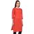Drapes Red Solid Cotton Stitched Kurti
