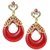 JewelMaze Red Austrian Stone Gold Plated Dangler Earrings-2103906  