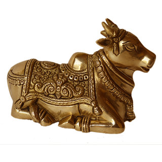 Buy Goddess Nandi Cow Sitting Position Brass Nandi Statue Shiva Bull ...