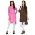 Meia Pink and Brown  Printed Cotton Stitched Kurti