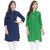Meia Blue and Green  Printed Cotton Stitched Kurti