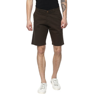 Urbano Fashion Men's Solid Dark Green Cotton Chino Shorts