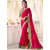 Febo Fashion Red Georgette Embroidered Saree With Blouse(PRACHI RED WORK)