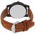Mark Regal Men'S Brown Strap Round Leather Strap Wrist Watch