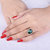Fascraft Oval Shaped Elegant Finger Ring with Emerald Coloured Crystal Stone on Rose Gold Finish
