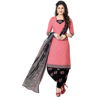 Buy Ishin Synthetic Pink Black Party Wear Wedding Wear Casual Daily Wear Festive Wear Bollywood New Collection Printed Latest Design Trendy Unstitched Salwar Suit Dress Material Anarkali Patiyala With Dupatta Online 499