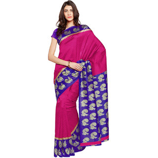 Chhabra 555 Pink  Blue Coloured Printed Art Silk Saree