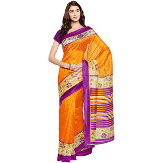 Chhabra 555 Mustard & Purple Coloured Printed Art Silk Saree