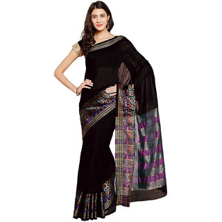 Chhabra 555 Black & Multi Coloured  Cotton Silk Saree