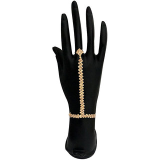 JewelMaze Gold Plated Brown Austrian Stone Hand Harness-1502387A