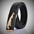 New Collection of Black Leather Jaguar Design Reversible Belt with Auto Lock Buckle (Golden)