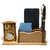 Crownlit 6 in 1 Wooden Desk Organizer, 2 Pens Stand,1 Calendar,2 Card Holder Slot,1 Table Clock