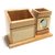 CrownLit 2 in 1 Wooden Table Organizer,Compact with Table Clock and Stationery Organizer