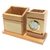 CrownLit 2 in 1 Wooden Table Organizer,Compact with Table Clock and Stationery Organizer