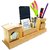 CrownLit Wooden Desk Organizer, Mobile Stand, Pen Stand, Card Holder, Table Clock, Original Wooden Caddy