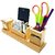 CrownLit Wooden Desk Organizer, Mobile Stand, Pen Stand, Card Holder, Table Clock, Original Wooden Caddy