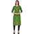 Sgatra Women Cotton Kurta Green Floral  Straight Kurti