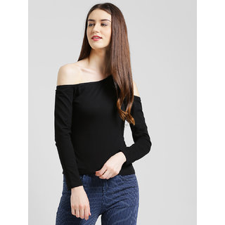 Black one off shoulder top