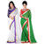 Women Combo Of White  Green Designer Chiffon Saree
