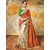 Greenvilla Designs Orange And Cream Silk Jacquard And Georgette Hevy Embroidery Saree With Blouse