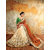 Greenvilla Designs Orange And Cream Silk Jacquard And Georgette Hevy Embroidery Saree With Blouse
