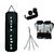 FACTO POWER 3.5 Feet Long, CANVAS Material, BLACK Color, Unfilled with Hanging Chain with 9 Feet Long Black Color Hand Wraps Pair  Boxing Gloves Pair