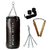 FACTO POWER 4.0 Feet Long, SRF - HEAVY Material, Black Color, Unfilled with Hanging Chain with 9 Feet Long Black Color Hand Wraps Pair & Wooden Handle Non Chaku