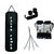 FACTO POWER 3.0 Feet Long, CANVAS Material, BLACK Color, Unfilled with Hanging Chain with 9 Feet Long Black Color Hand Wraps Pair & Boxing Gloves Pair