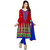 Florence Red & Blue Georgette Embroidered Dress Material (Unstitched)