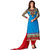 Florence Blue Cotton Embroidered Dress Material (Unstitched)