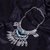 Fascraft Womens Haar Style Necklace on German Silver Finish along with Feathers and Aqua Coloured Stone