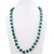 Fascraft Women's Long Length Necklace Having Beads Wrapped In Green Colour Silk