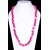 Fascraft Women's Long Length Necklace Having Beads Wrapped In Hot Pink Colour Silk