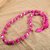 Fascraft Women's Long Length Necklace Having Beads Wrapped In Hot Pink Colour Silk