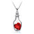 Drift Bottle Shaped Heart Filled Crystal Pendant Clavicle Chain Necklace (Red)
