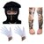 Combo of Full Face Mask, Tattoo Arm Sleeve and White Cotton Glove