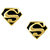 The Jewelbox Formal Shirt Superman Logo Black Enamel Gold Plated Cufflinks Pair Boys Men Gift Box